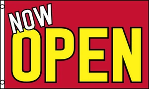 NOW OPEN Red & Yellow Advertising Flag 3x5 ft Sign Grand Opening New Business - Picture 1 of 1