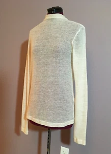 NWT Massimo Dutti Women's Long Sleeve Wool Blend T-shirt with High Neck Ivory M - Picture 1 of 9