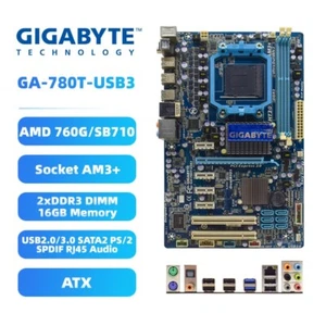 GIGABYTE GA-780T-USB3 Motherboard ATX AMD 760G/SB710 AM3+ DDR3 SATA2 SPDIF Audio - Picture 1 of 9