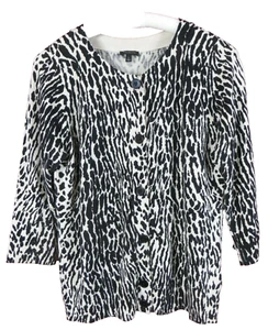 SC000873-TALBOTS Women's Thin Light Cotton Rayon Cardigan Sweater Animal Print L - Imagen 1 de 7