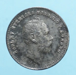SWEDEN CARL XV ADOLF 10 HOURS 1867 NUMISMATIC SWEDEN COIN SILVER COIN - Picture 1 of 2