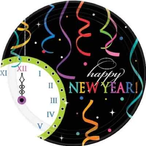 Wild New Year Year's Eve Modern Holiday Cocktail Party 7" Paper Dessert Plates - Picture 1 of 1