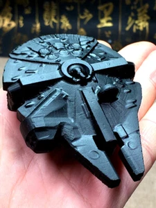 Natural Black obsidian carved spacecraft Crystal Stone Home Decor Healing GIFT - Bild 1 von 11