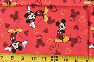 31" Long, Mickey Mouse & Icons Toss" on Red Quilt Cotton, Disney/Springs, N3416 - Picture 1 of 6
