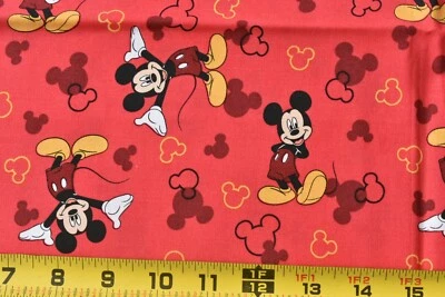 31" Long, Mickey Mouse & Icons Toss" on Red Quilt Cotton, Disney/Springs, N3416 - Image 1 of 4
