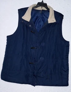 Womens Sleeveless Vest 2X Jason Maxwell Blue with Tan Collar Pre-owned - Picture 1 of 8