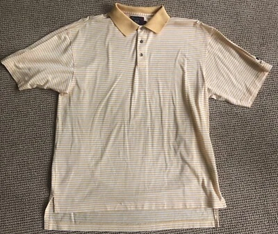 Polo de golf Byron Nelson a rayas amarillas y blancas de manga corta bosque de pinos - L Foto 1 de 4