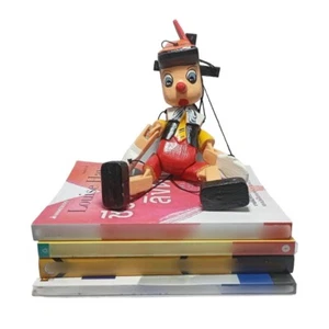 Pinocchio Handmade Wood Marionette Puppet Doll On A String Toy 10" Tall - Picture 1 of 20