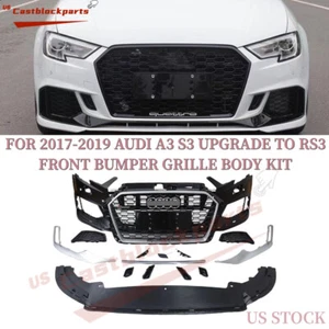 FOR 2017-2019 Audi A3 UPGRADE TO RS3 QUATTRO FRONT BUMPER GRILLE BODY KIT - Picture 1 of 14