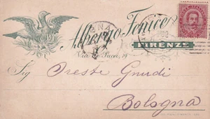 C17519-TOSCANA,PUBBLICITARIA "ALBERGO FENICE" FIRENZE, PER BOLOGNA, 10c. UMBERTO - Foto 1 di 2