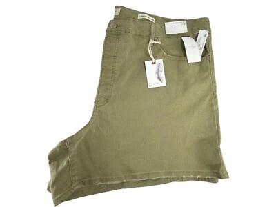 Pantalones Cortos JESSICA SIMPSON Infinite Cintura Alta Talla 24W Verde Oliva Mezcla de Algodón Denim Foto 1 de 4