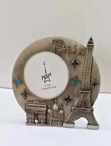 Vintage Hand Carved Pewter Picture Frame Paris Decor Eiffel Tower souvenir 5.5" - Picture 1 of 5