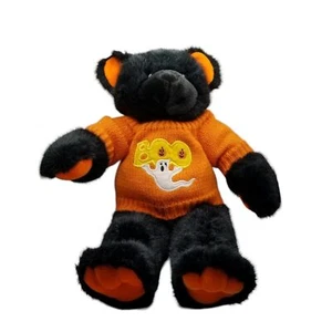 Sugarloaf Plush Teddy Bear Black Halloween Sweater Orange Ghost BOO 16 inch VTG - Picture 1 of 11