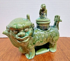 Vintage Foo Hund Teekanne - grün, Deko Deckel asiatisch selten - Bild 1 von 15