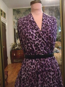 3yd ANIMAL PRINT COTTONY FEEL ITY DRAPEY DRESS KNIT FABRIC PURPLE W/ BLACK SPOTS - Picture 1 of 2