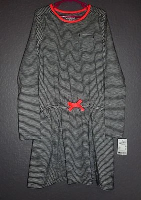 OSHKOSH LOW WAIST Long sleeve NWT SZ 10 Black White Cotton Striped DRESS  - Image 1 of 4