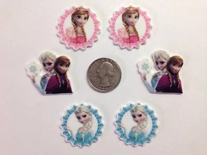 6 Pcs Lot Frozen Flatback Resin Cabochon Hair Bow Center Supply. - Picture 1 of 1
