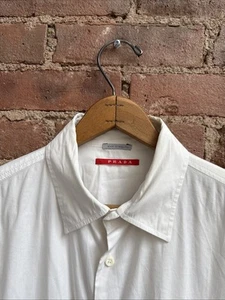 Vintage Prada Shirt, Sz 41, White Stretch - Picture 1 of 8