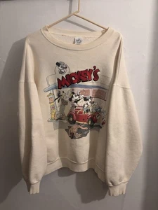 Vintage 90s Disney Store Graphic Embroidered Mickey’ Car Service Sweater XL USA - Bild 1 von 12