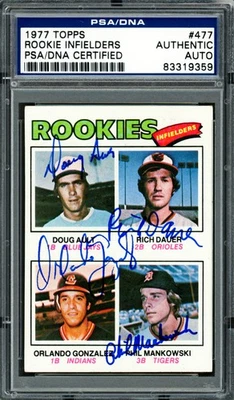 Doug Ault, Rich Dauer & Orlando Gonzalez Auto 1977 Topps RC 477 PSA/DNA 83319359 - Image 1 of 2