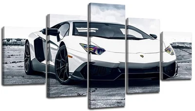 Póster de 5 piezas de arte de pared Lamborghini lienzo coche de carreras para decoración del hogar del dormitorio Foto 1 de 4