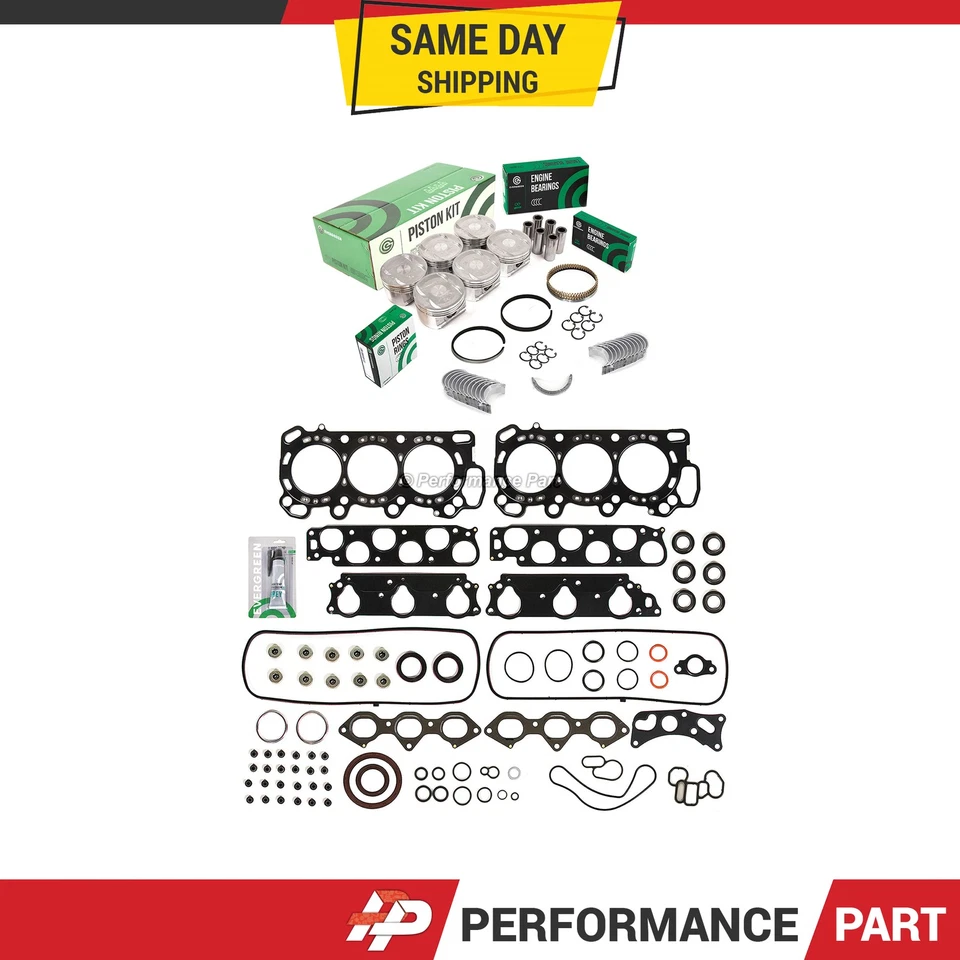 Juego completo de juntas pistones rodamientos aptos para 98-02 Honda Accord/97-99 Acura C J30A1 Foto 1 de 4