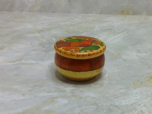 Pastillero de baratija de madera vintage contenedor redondo girado a mano con tapa - Imagen 1 de 5