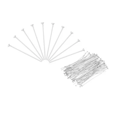 200Pcs Flat Head Pins for Jewelry Making 70mm Brass 20 Gauge Silver Foto 1 de 4