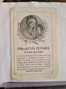 Santino Holy Card Indulgenza Plenaria B. V. S. Luca  PG225 - Imagen 1 de 3