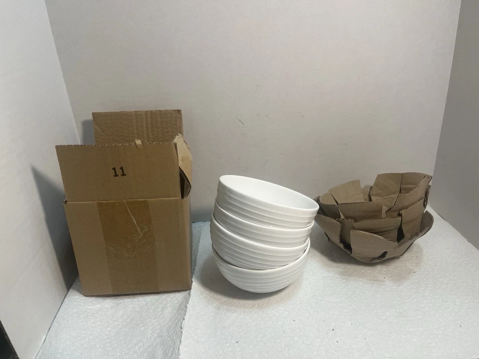 Mikasa TRELLIS Small Dessert / Fruit Bowls - Set of 4 - White Bone China 4.5”