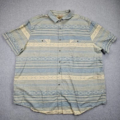 Foundry Shirt Mens 3XLT Blue Short Sleeve Button Up Casual Cotton Aztec Stripe - Image 1 of 4