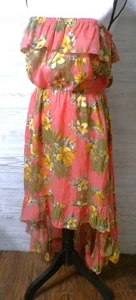Strapless Maxi Tube Dress 2X 18-20 Hi-Low Tiered Tropical Floral Cottage Core - Picture 1 of 16