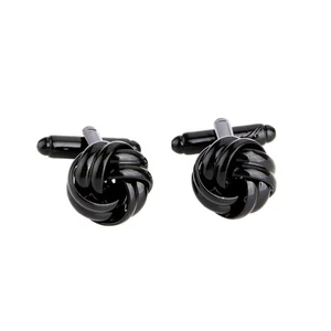 2 piezas Gemelos Nudo para Hombre Camisa Gemelos Tono Único Negocios Boda (Negro) - Imagen 1 de 12