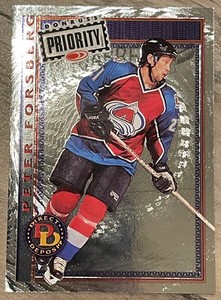 1998 Donruss Priority Hockey Direct Deposit Peter Forsberg #10 Ser.#'d 757/3000