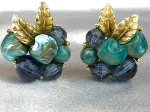 ART ARTHUR PEPPER Vintage Gold Tone Cluster Clip Earrings - Picture 1 of 11