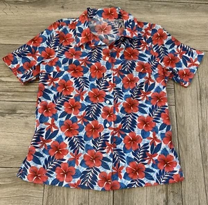 Woman's short sleeve Hawaiian Top Button Down Size Medium? - Picture 1 of 5