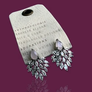 ANTHROPOLOGIE Deco CRYSTAL Stud Earrings - Pierced Pink Rose Quartz Original $64 - Picture 1 of 5