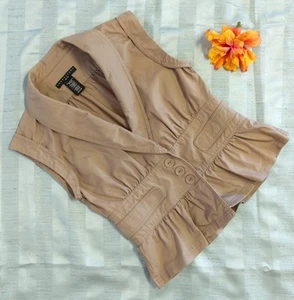 Apostrophe Womens Vest Tops Size SP Safari Camel Color Ruffles Stretch - Picture 1 of 8
