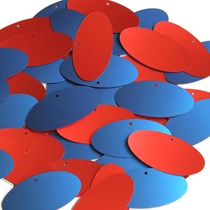 Lentejuelas Ovaladas Elipse 1.5" Rojo Azul Mate Seda Escarcha Reversible Hecho en EE. UU. - Imagen 1 de 2