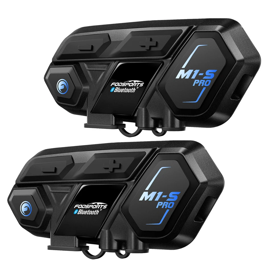 2x M1-S Pro Motorcycle Intercom Bluetooth Helmet Headset 2000M for 10 Riders - Image 1 of 4