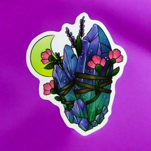 Aufkleber Amethyst Kristall Lavendel Halbmond Mond Witchy Mystic Boho Spirituell - Bild 1 von 2