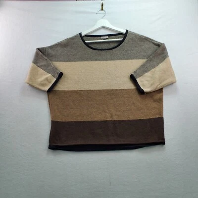 J.Jill Sweater Women's Large Brown Multi Striped Cotton Knit Outdoor Half Sleeve - Image 1 of 4