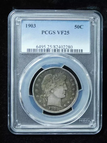 1903 50c Barber Half Dollar PCGS VF-25 Cover