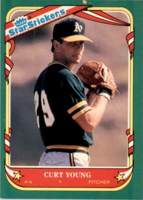 1987 Fleer Star Stickers Curt Young . Oakland Athletics #129 - Image 1 of 2