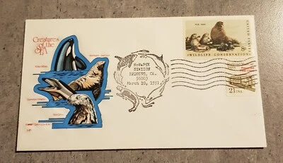 UNITED STATES WILDLIFE CONSERVATION CREATURES OF THE SEA FIRST DAY COVER - Image 1 of 2