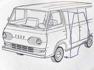 61 62 63 64 65 66 67 Ford Econoline Van Haustür Dichtungsset Pr Neu - Bild 1 von 11