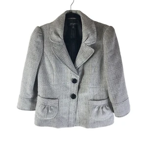 Chaqueta Blazer Nine West Mujer Tweed Manga 3/4 Gris Talla 6 - Imagen 1 de 4