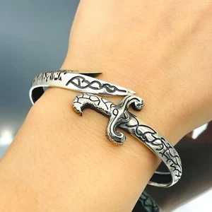 Bracciale Uomo Argento Sterling 925 Bracciale Regolabile Spada Zulfiqar Design Bracelet - Foto 1 di 5