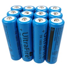 12X 18650 5000mAh 3.7V Li-ion Rechargeable Battery for Flashlight Headlamp Torch