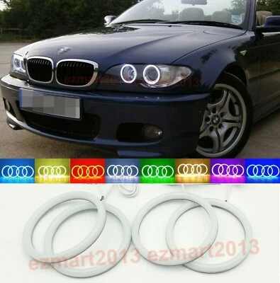 cotton RGB halo rings for BMW E46 2D 2004-2006 headlight bluetooth DRL LED  lamp - Image 1 of 4